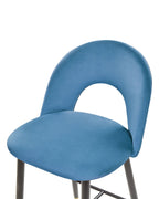 Set of 2 Bar Chairs FALTON Velvet Blue