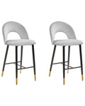 Set of 2 Bar Chairs FALTON Velvet Grey