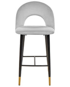 Set of 2 Bar Chairs FALTON Velvet Grey