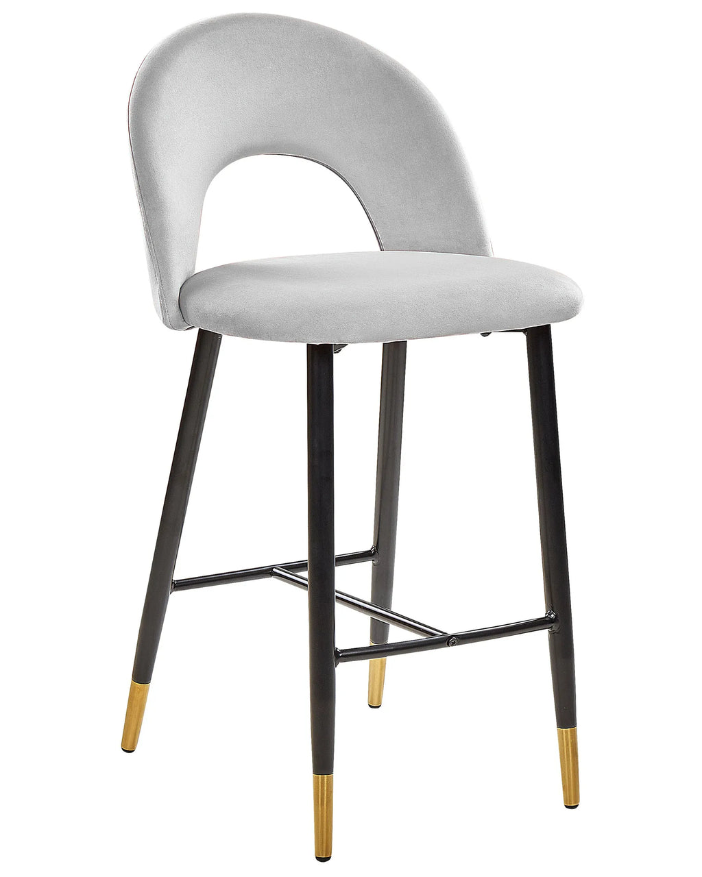 Set of 2 Bar Chairs FALTON Velvet Grey
