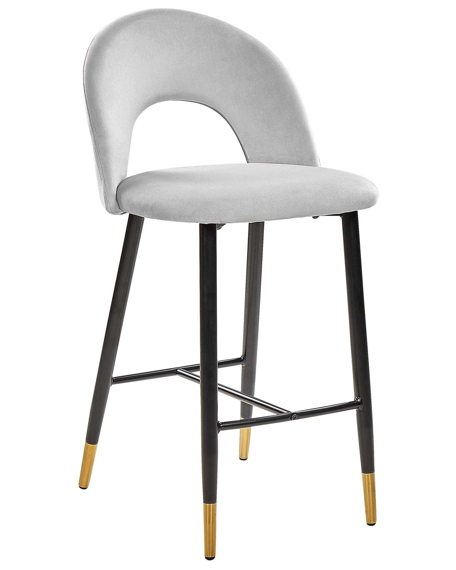 Set of 2 Bar Chairs FALTON Velvet Grey