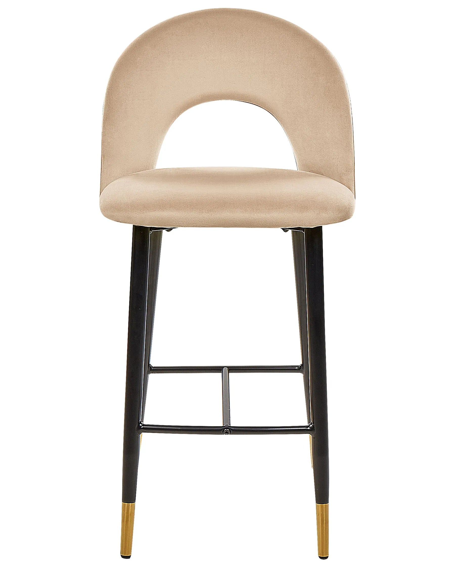 Set of 2 Bar Chairs FALTON Velvet Beige