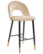 Set of 2 Bar Chairs FALTON Velvet Beige