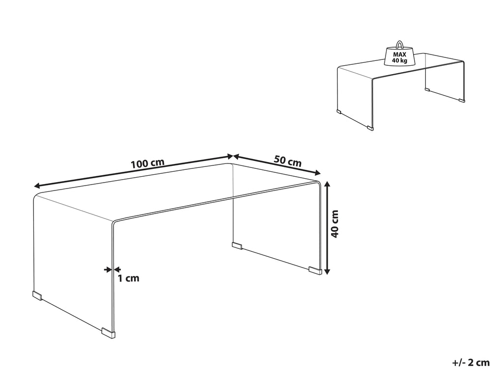 Coffee Table KENDALL Tempered Glass Transparent