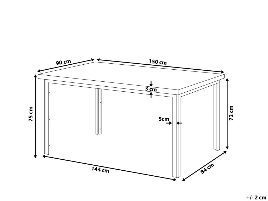 Dining Table NANA Dark Brown 150 cm 90 cm — dimensions view