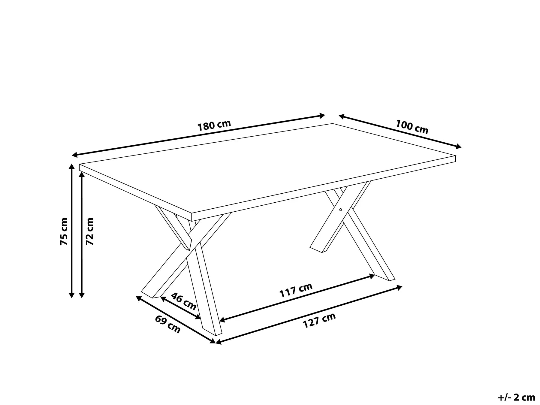 Dining Table LISALA White 180 cm 100 cm