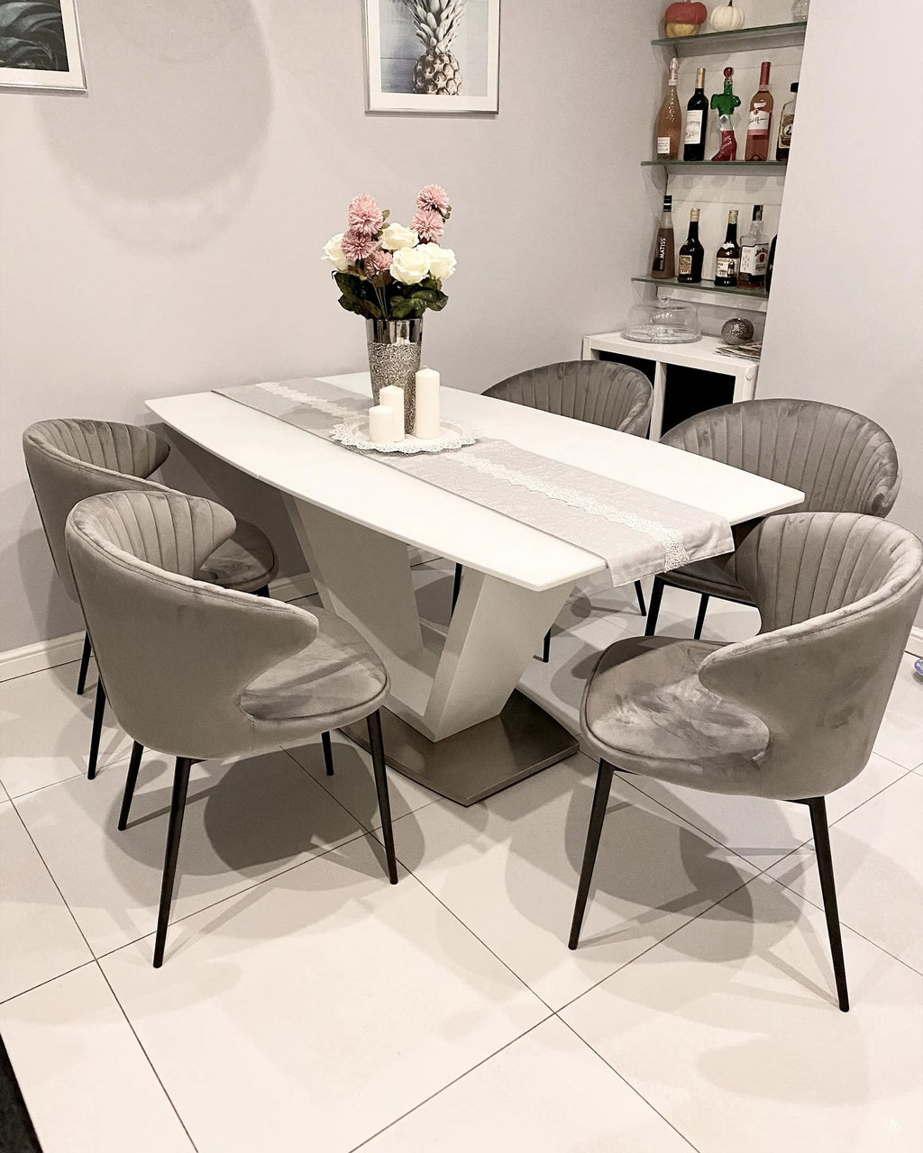 Set of 2 Dining Chairs AUGUSTA Velvet Grey