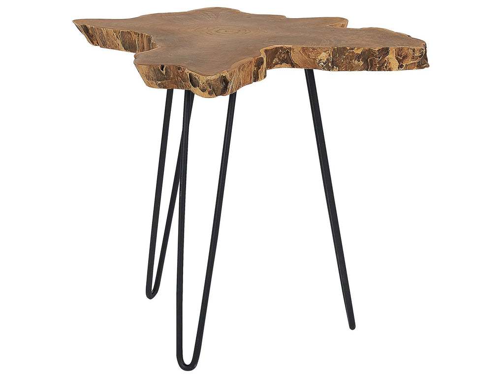 Set of 2 Side Tables CAMROSE Teak Wood Dark Brown