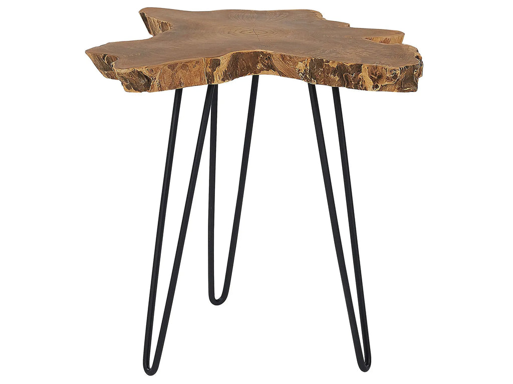Set of 2 Side Tables CAMROSE Teak Wood Dark Brown