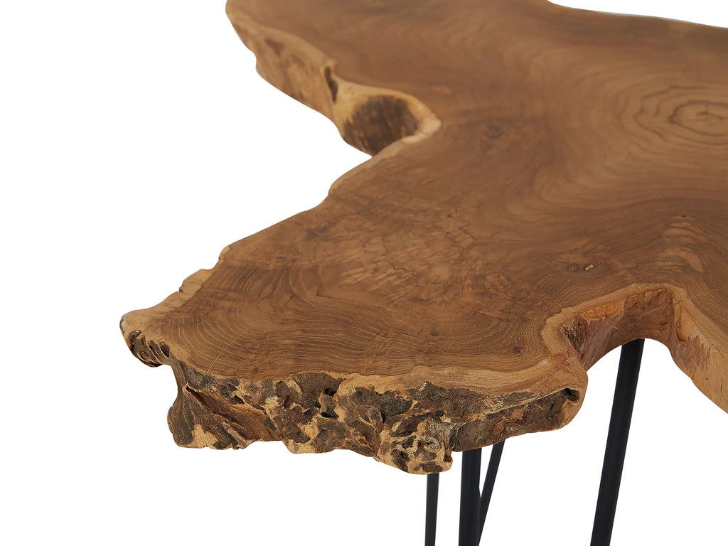 Set of 2 Side Tables CAMROSE Teak Wood Dark Brown