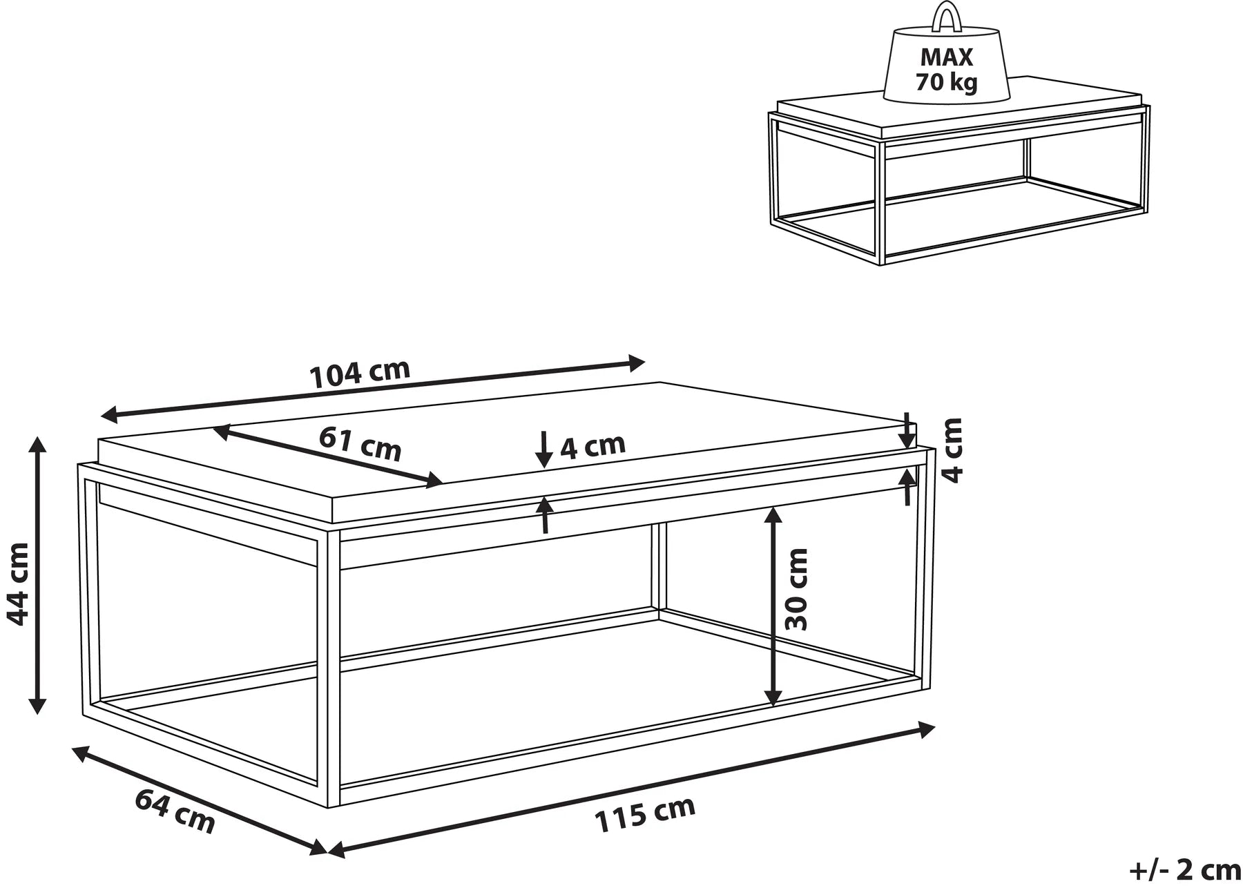 Coffee Table ALTOS Grey Concrete Effect