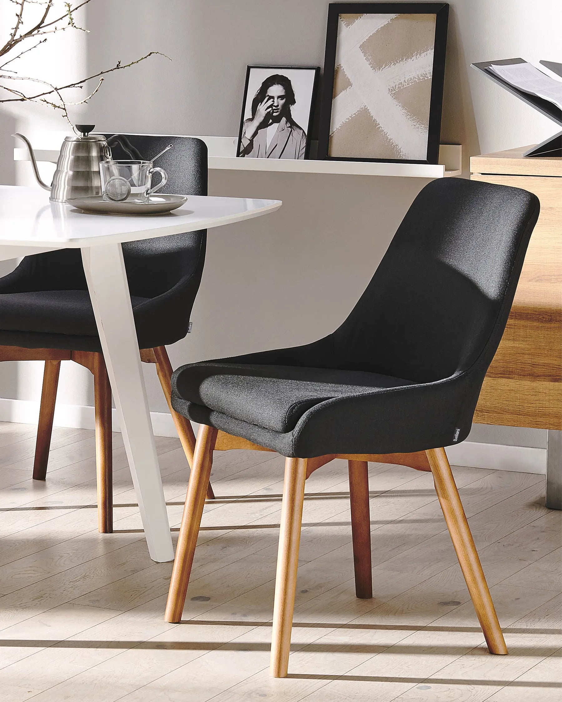 Set of 2 Dining Chairs MELFORT Fabric Black
