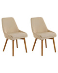 Set of 2 Dining Chairs MELFORT Fabric Sand Beige
