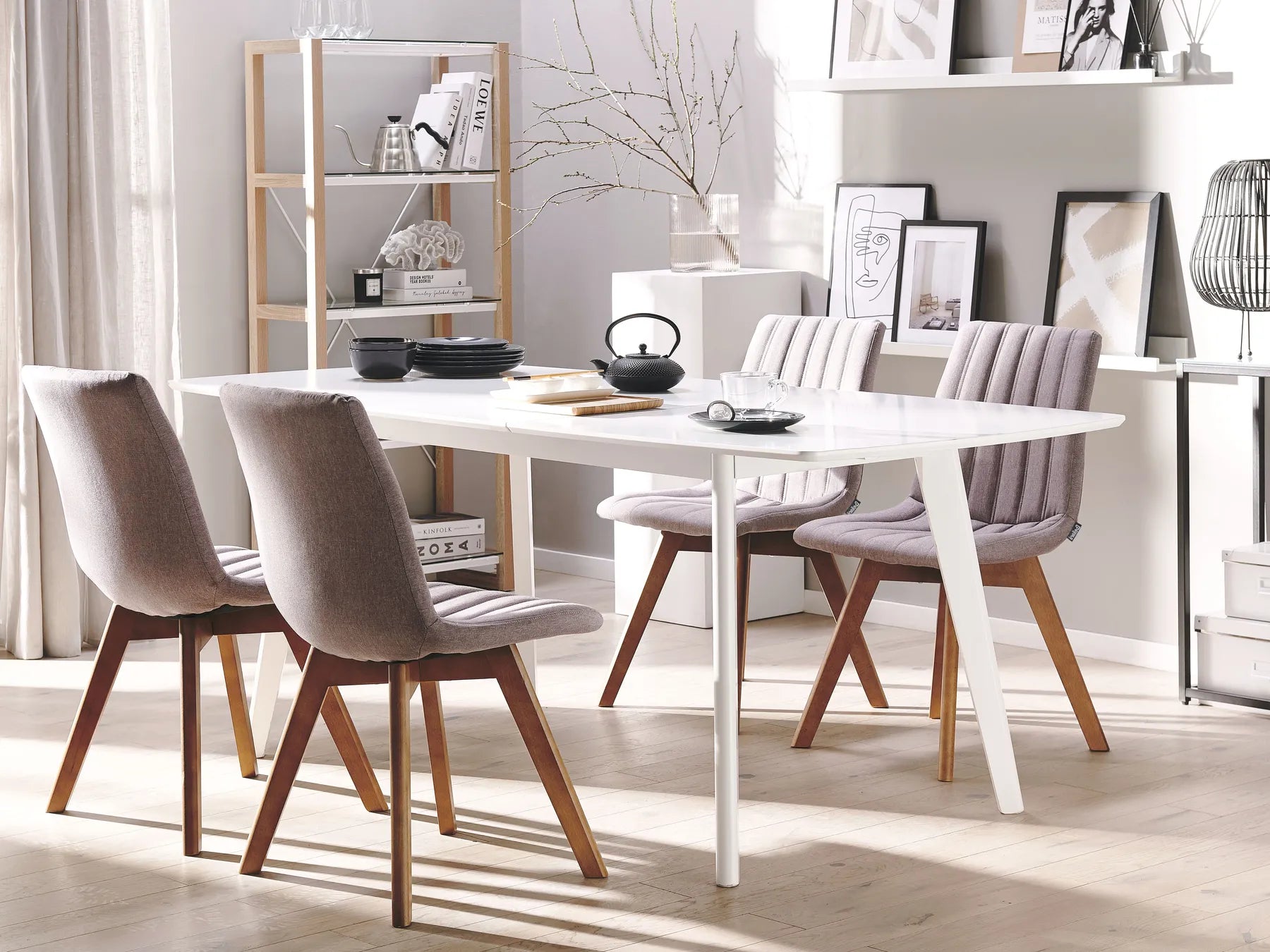 Set of 2 Dining Chairs CALGARY Fabric Taupe
