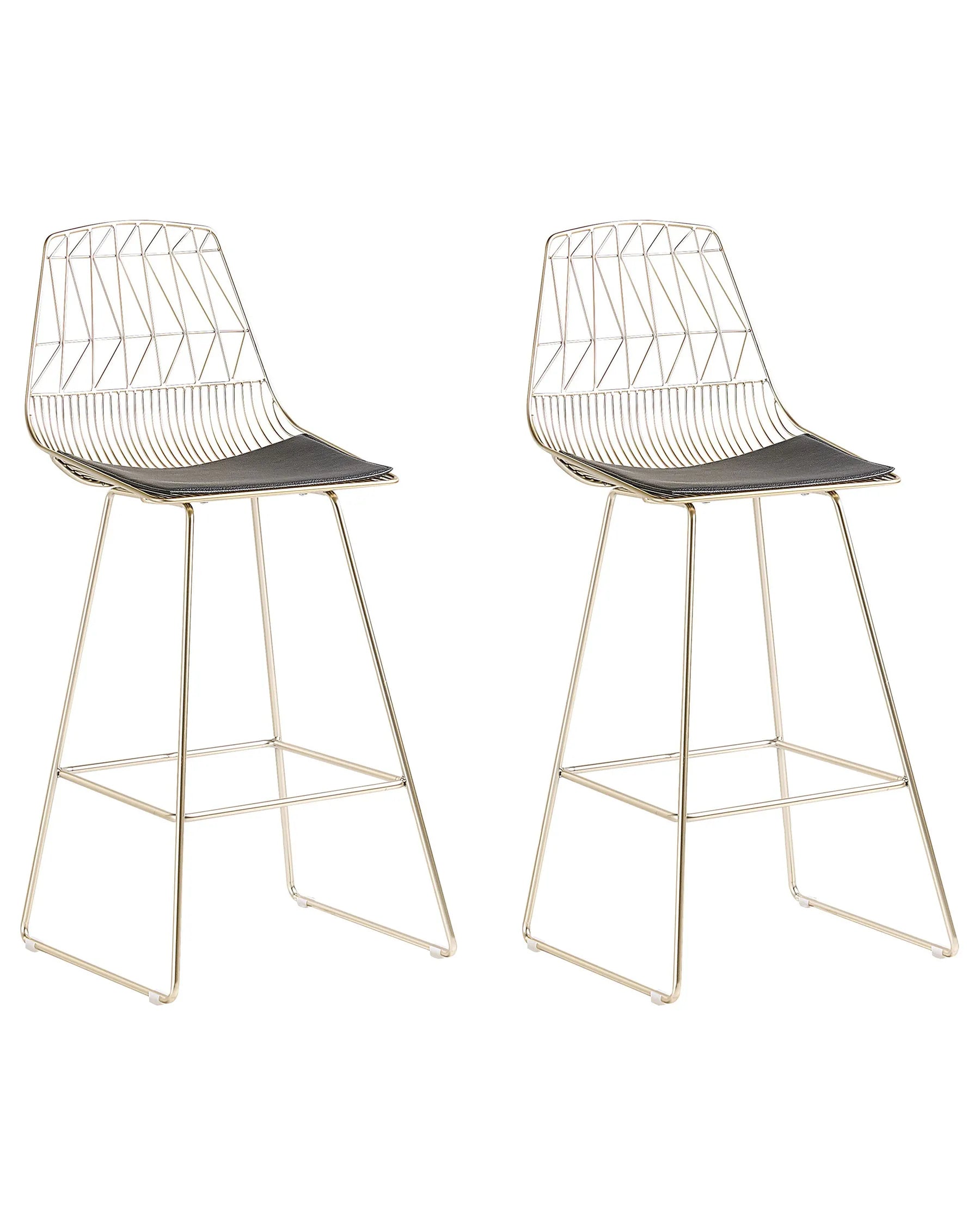 Set of 2 Bar Chairs PRESTON Metal Gold