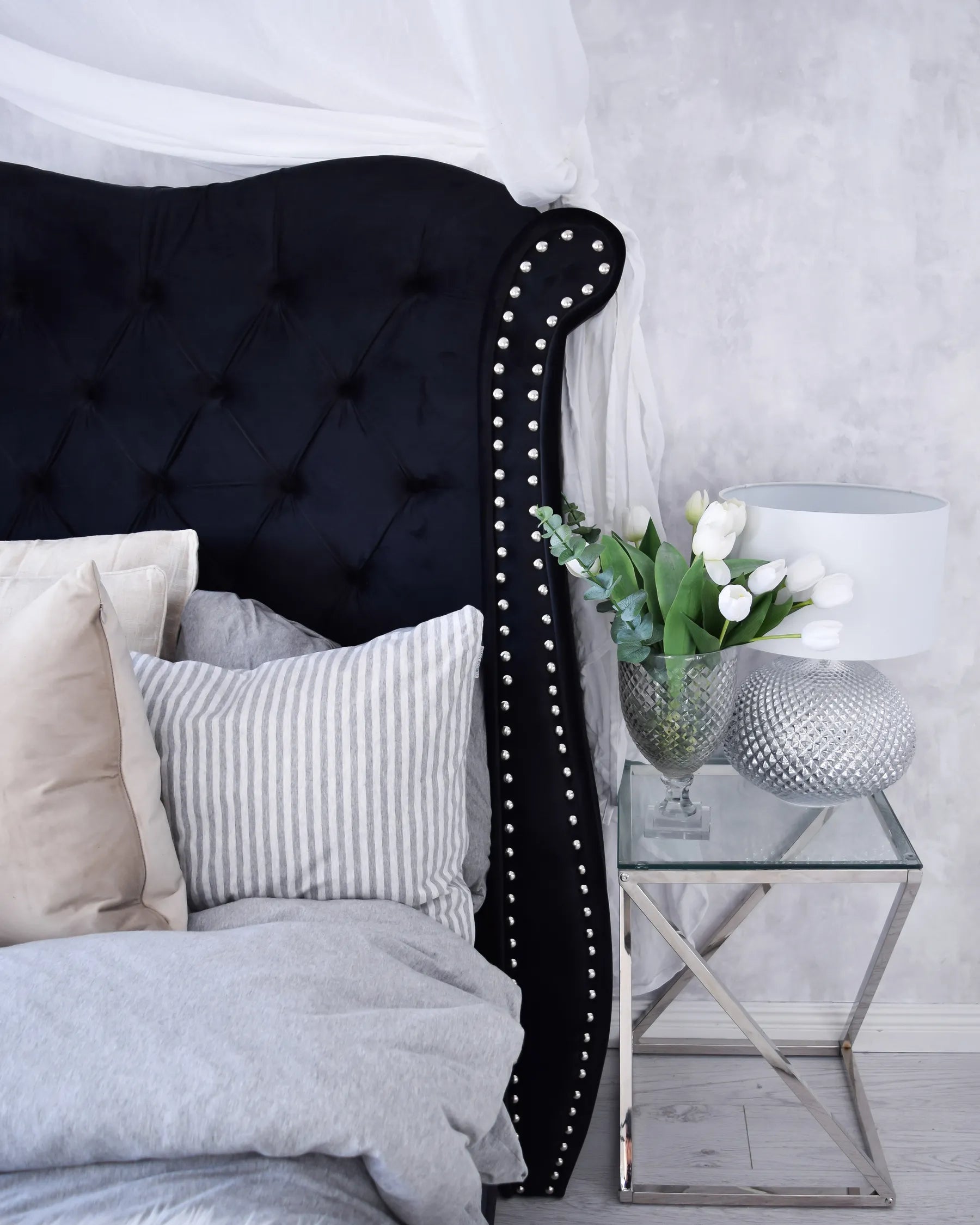 Side Table BEVERLY Glass Silver