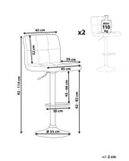 Set of 2 Bar Chairs MARION Swivel Light Grey