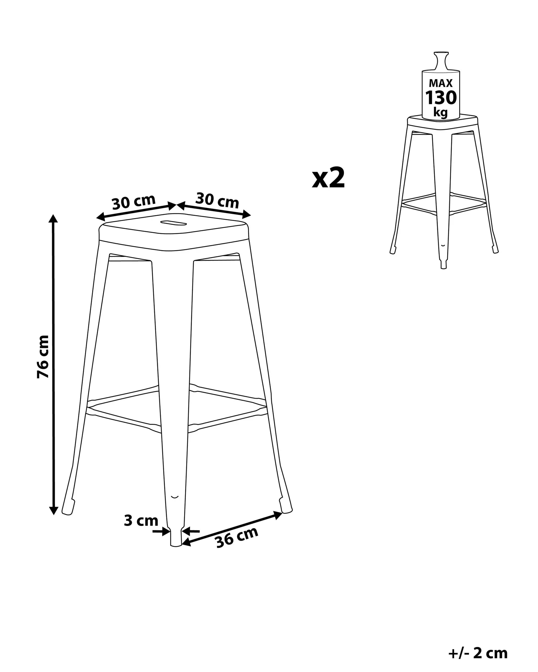 Set of 2 Bar Stools CABRILLO Metal White