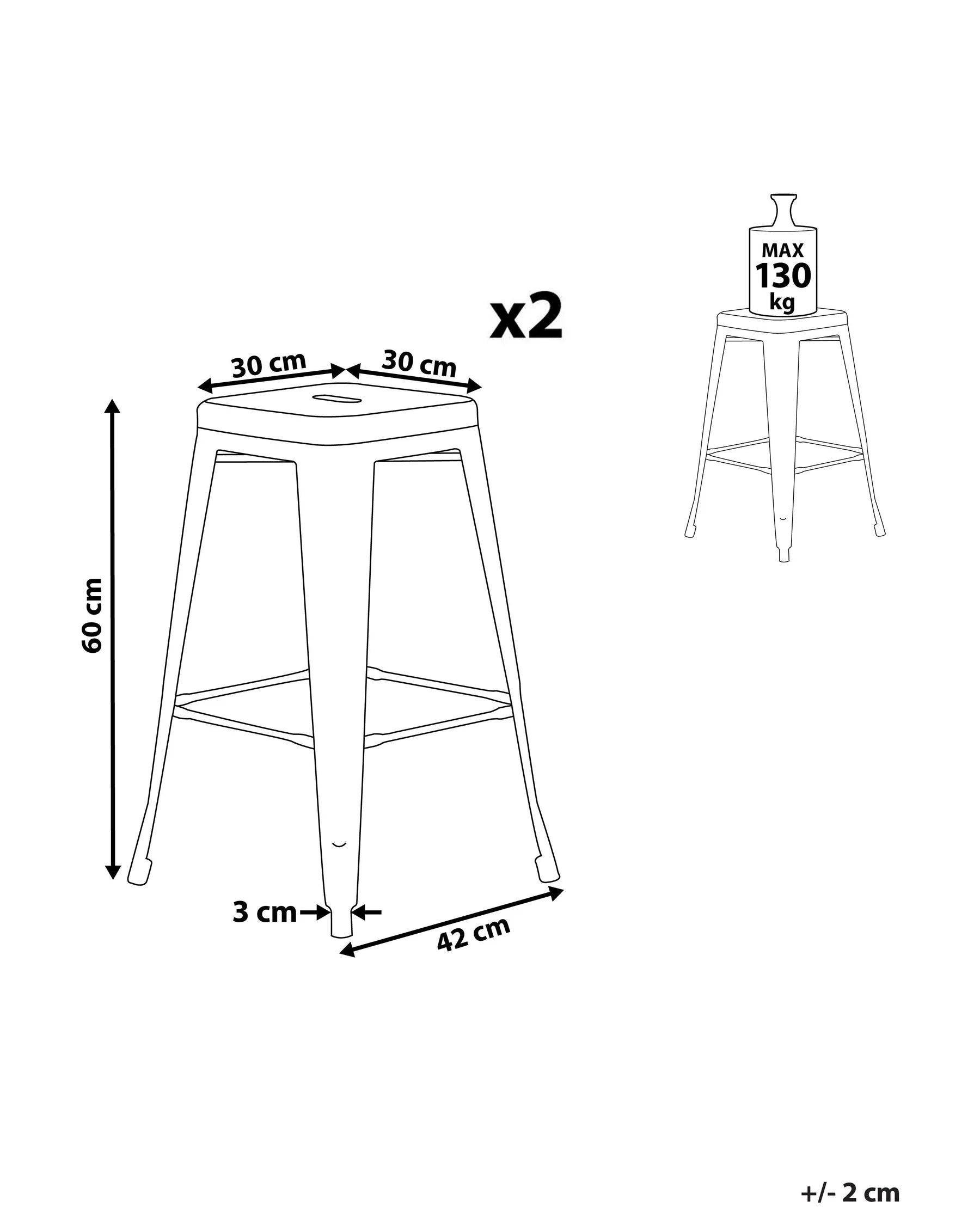 Set of 2 Bar Stools CABRILLO Metal Grey