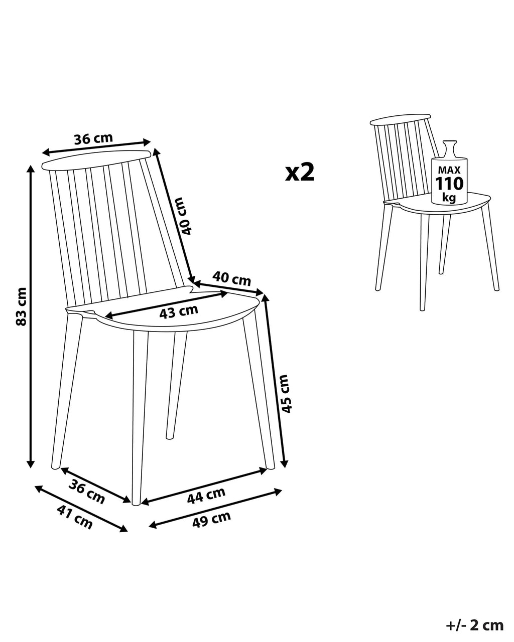 Set of 2 Dining Chairs VENTNOR White