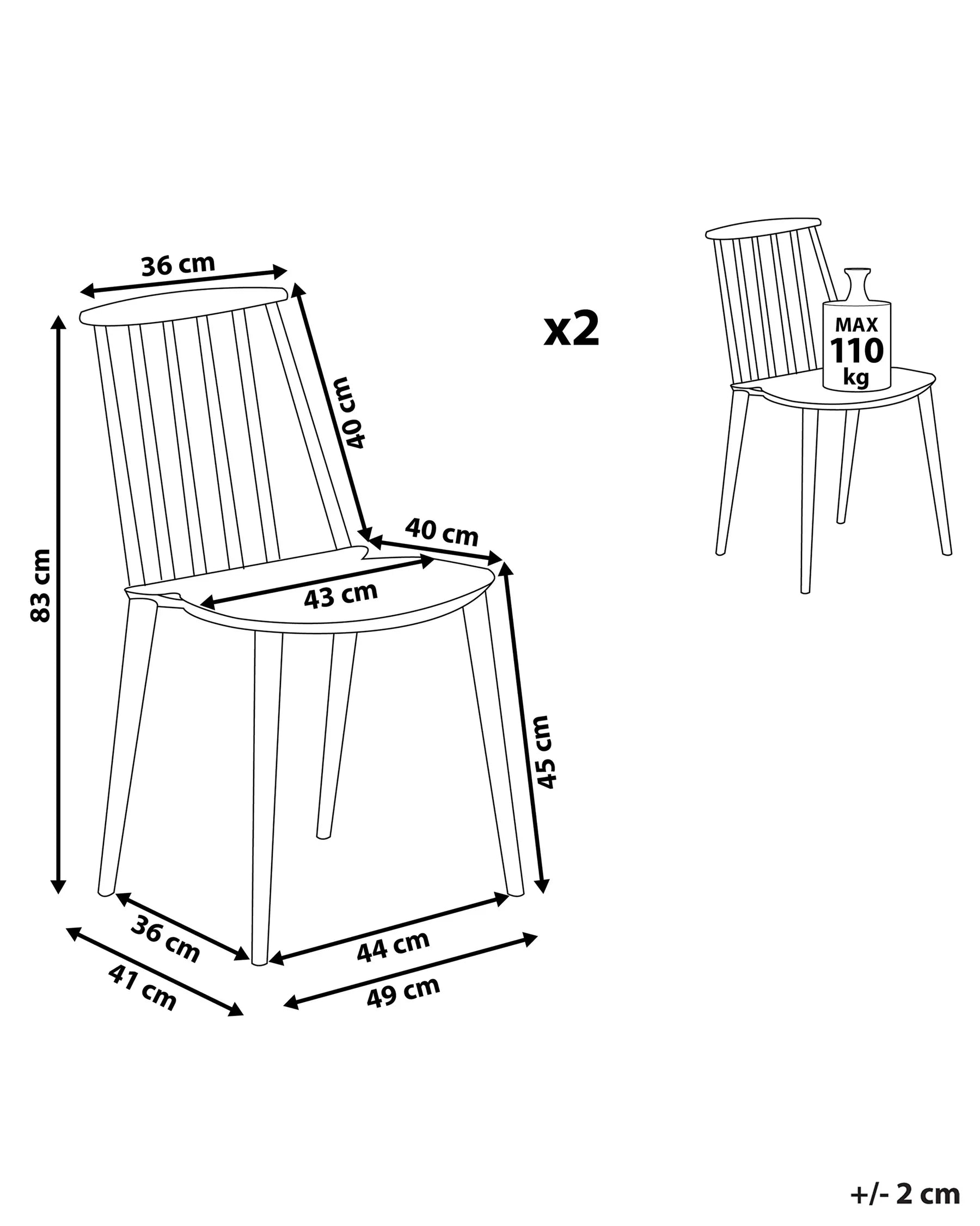 Set of 2 Dining Chairs VENTNOR White