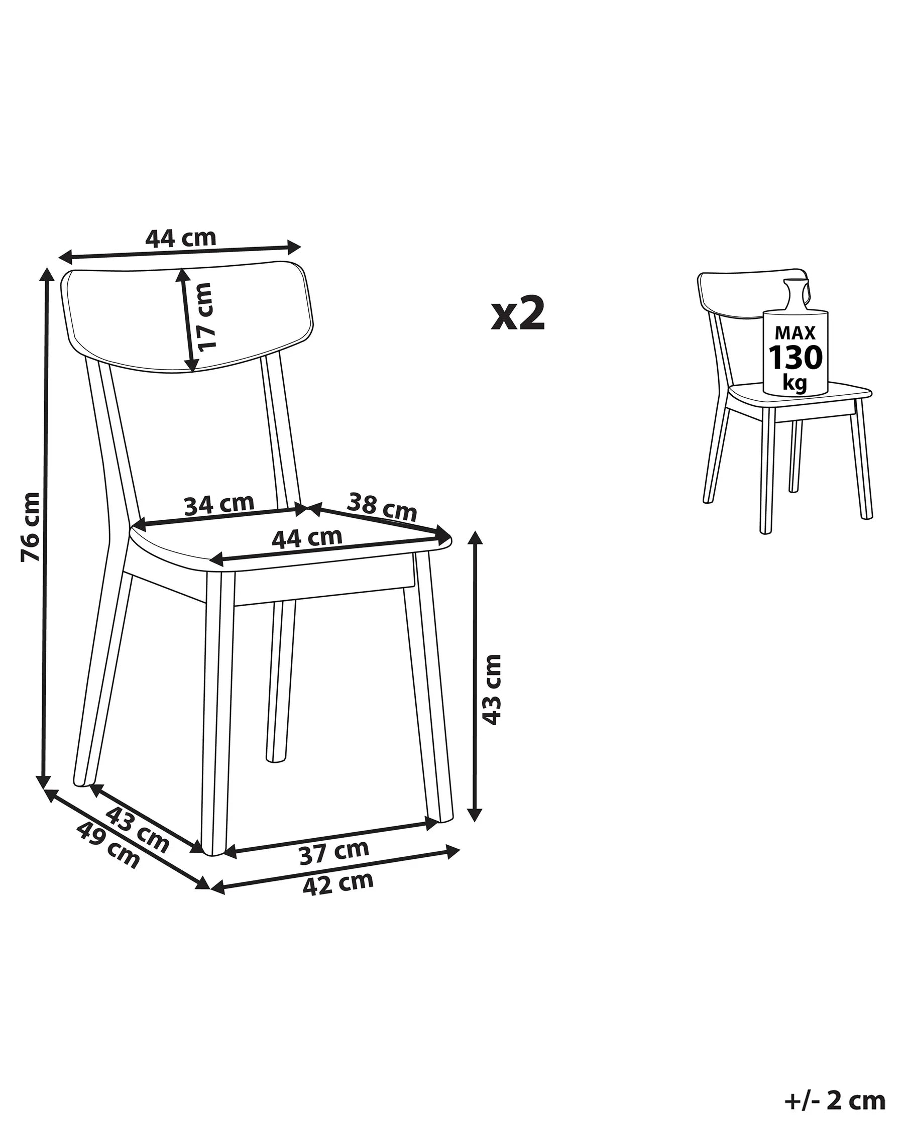 Set of 2 Dining Chairs SANTOS White