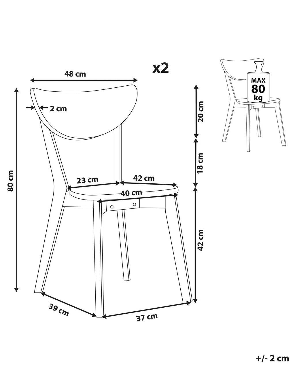 Set of 2 Dining Chairs ROXBY White