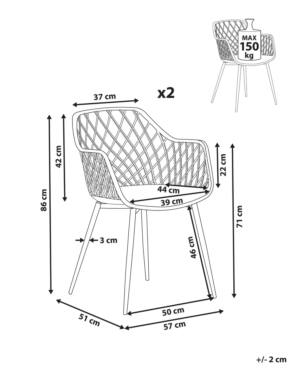 Set of 2 Dining Chairs NASHUA White