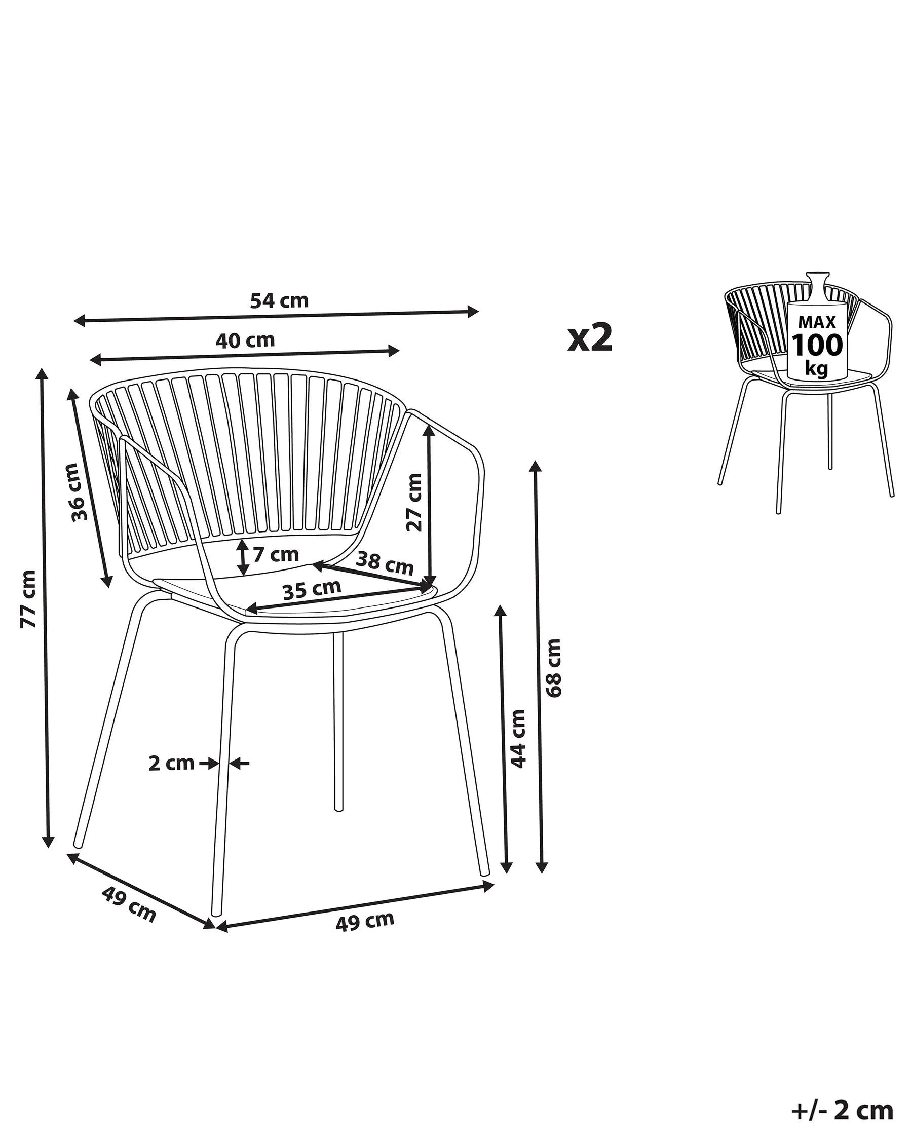 Set of 2 Dining Chairs RIGBY Metal Gold