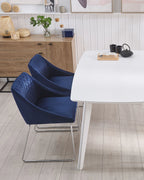 Set of 2 Dining Chairs ARCATA Velvet Navy Blue