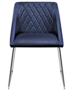 Set of 2 Dining Chairs ARCATA Velvet Navy Blue