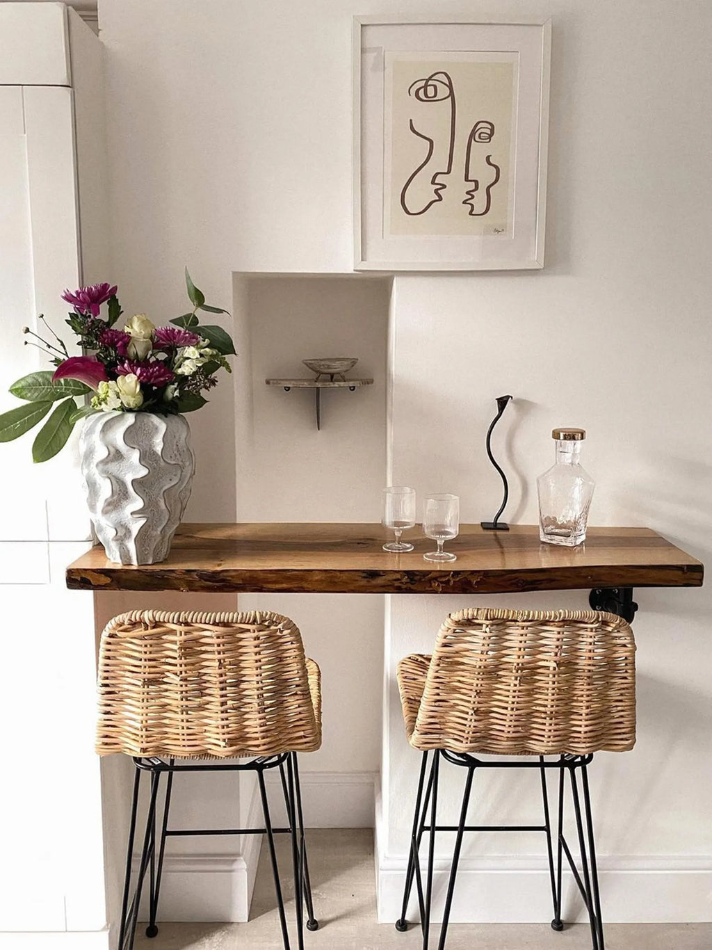Set of 2 Bar Chairs CASSITA Rattan Natural
