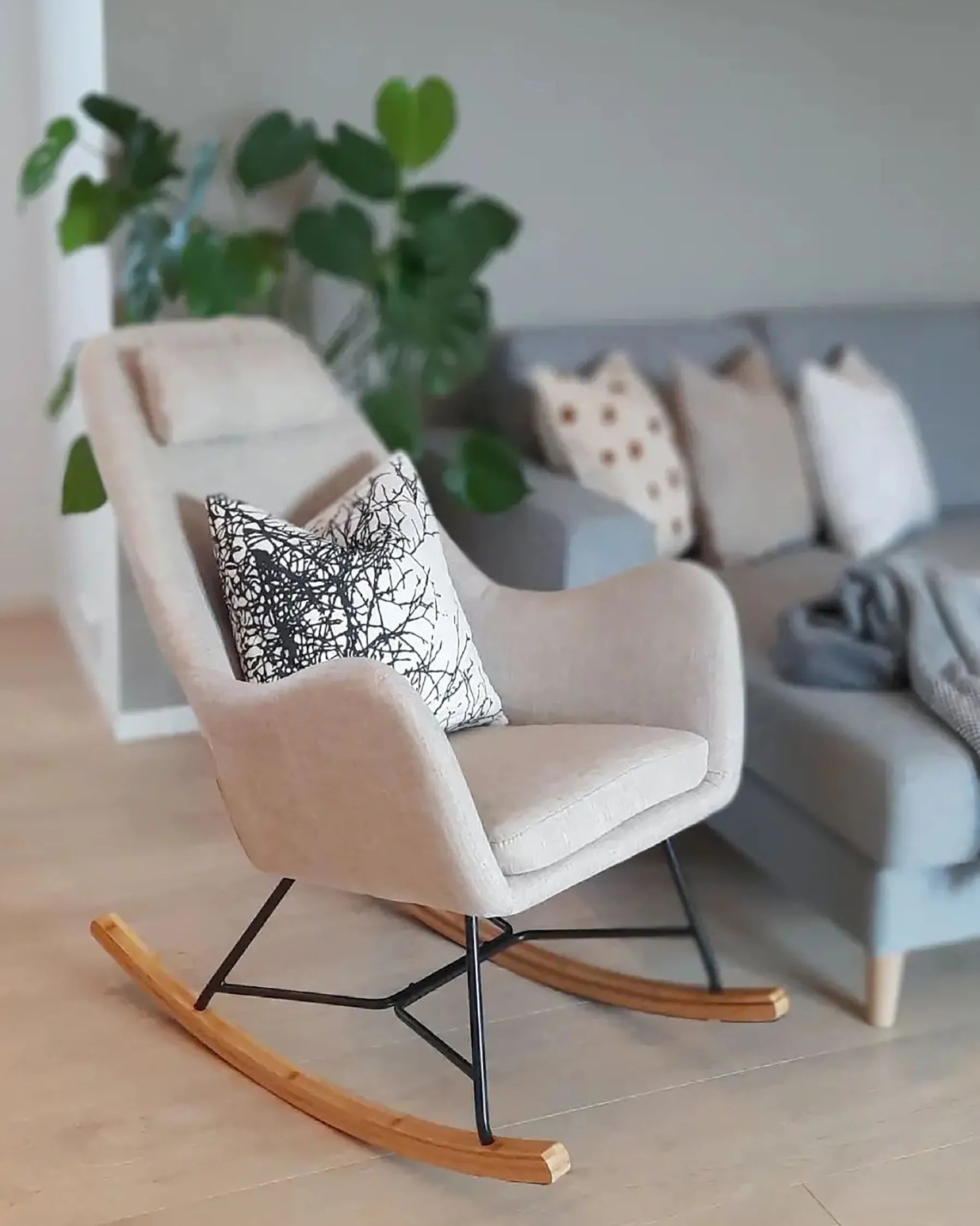 Rocking Chair ARRIE Fabric Light Beige