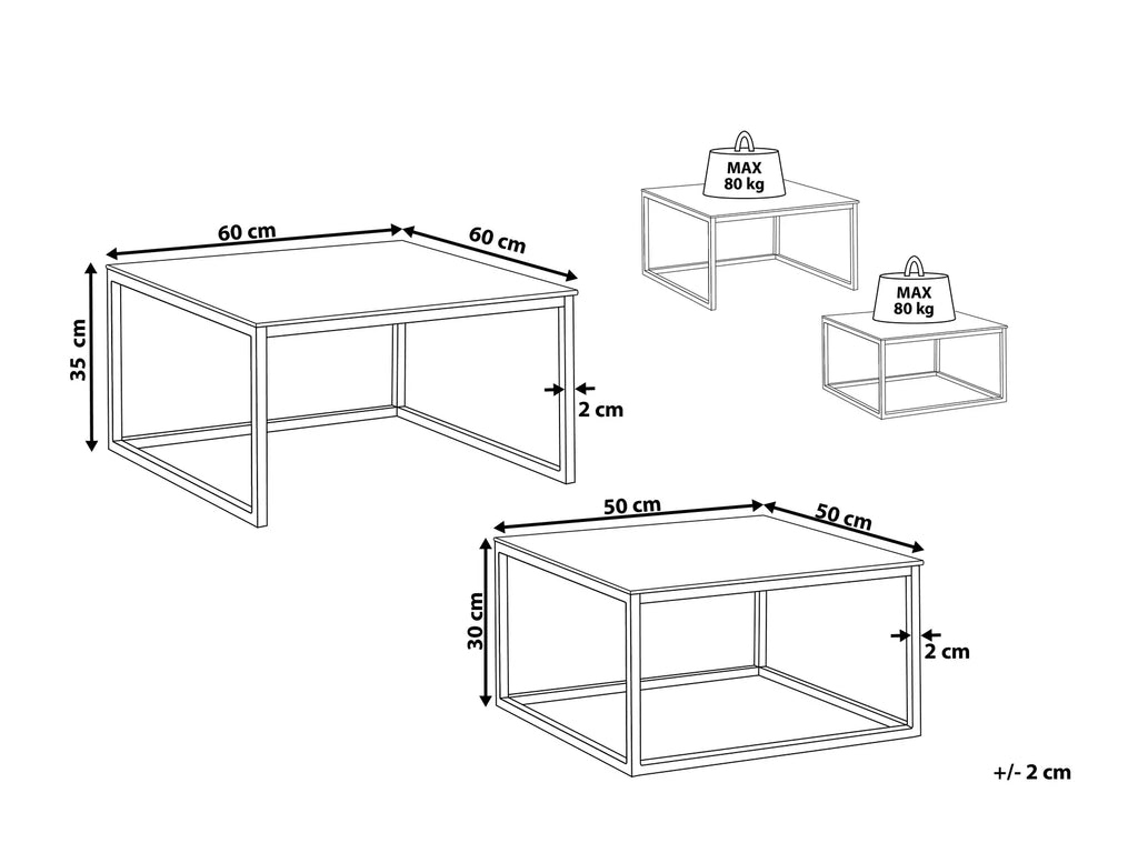 Set of 2 Coffee Tables BREA Tempered Glass White
