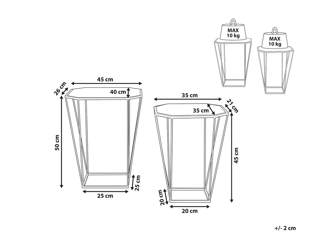 Set of 2 Side Tables SIERRA Glass Gold