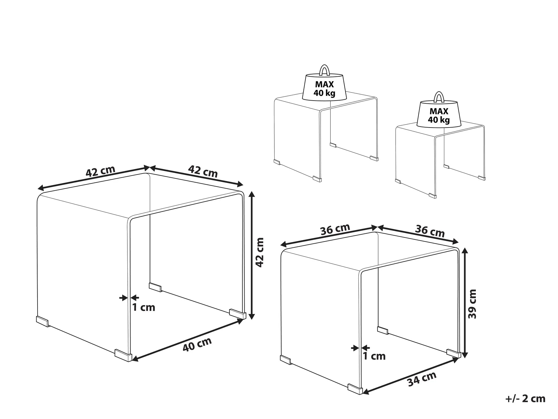 Set of 2 Side Tables KENDALL Tempered Glass Transparent