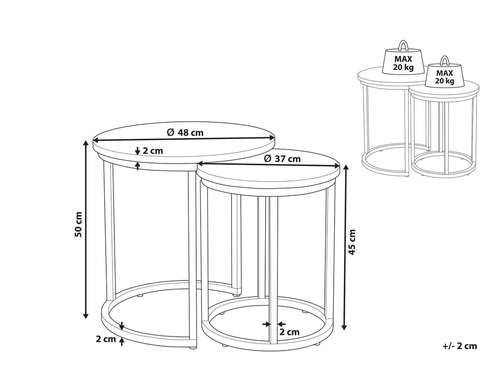 Set of 2 Side Tables DIXIE Grey Concrete Effect