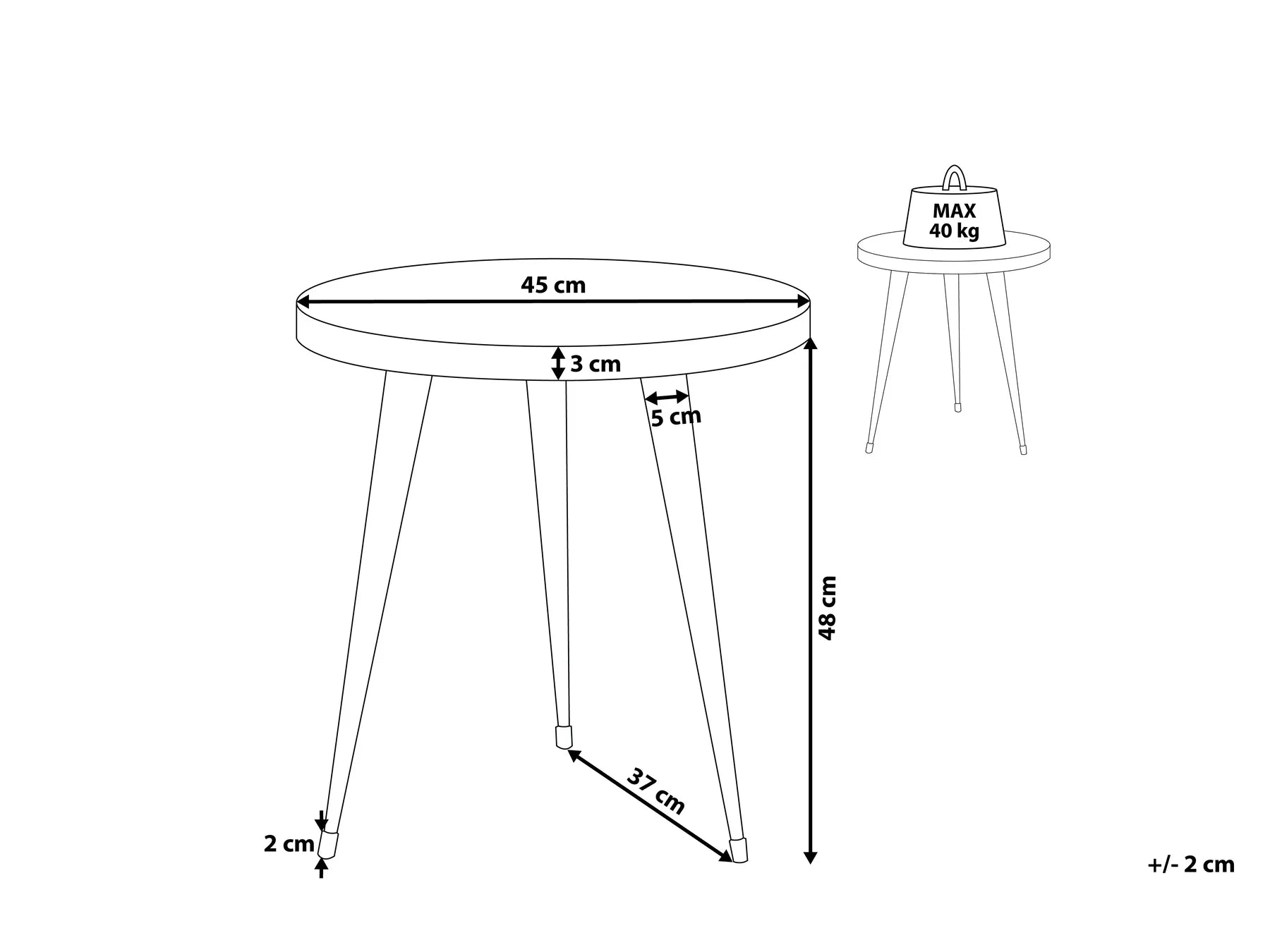 Side Table DETAH Teak Wood Dark Brown