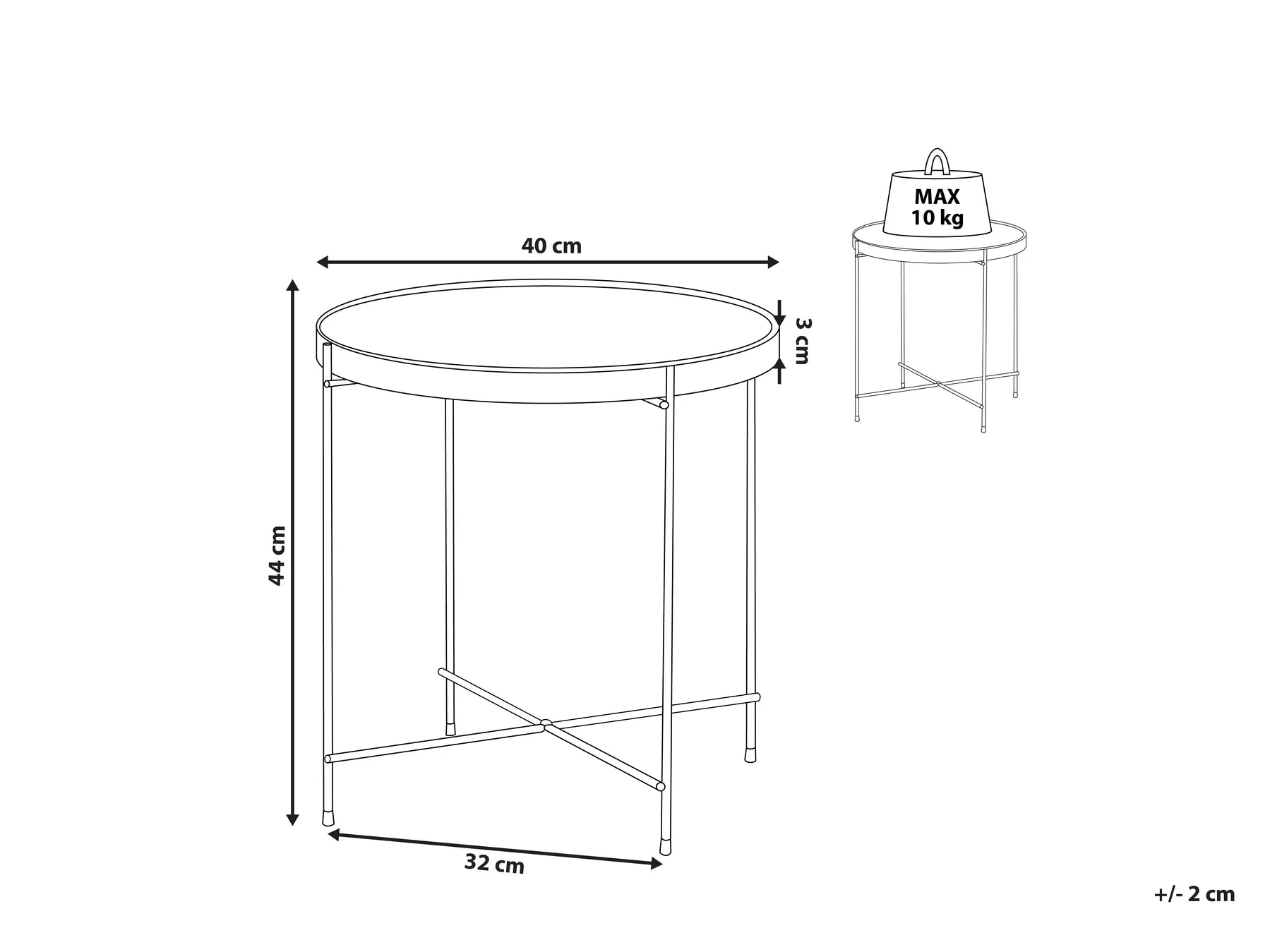 Side Table LUCEA Tempered Glass Silver