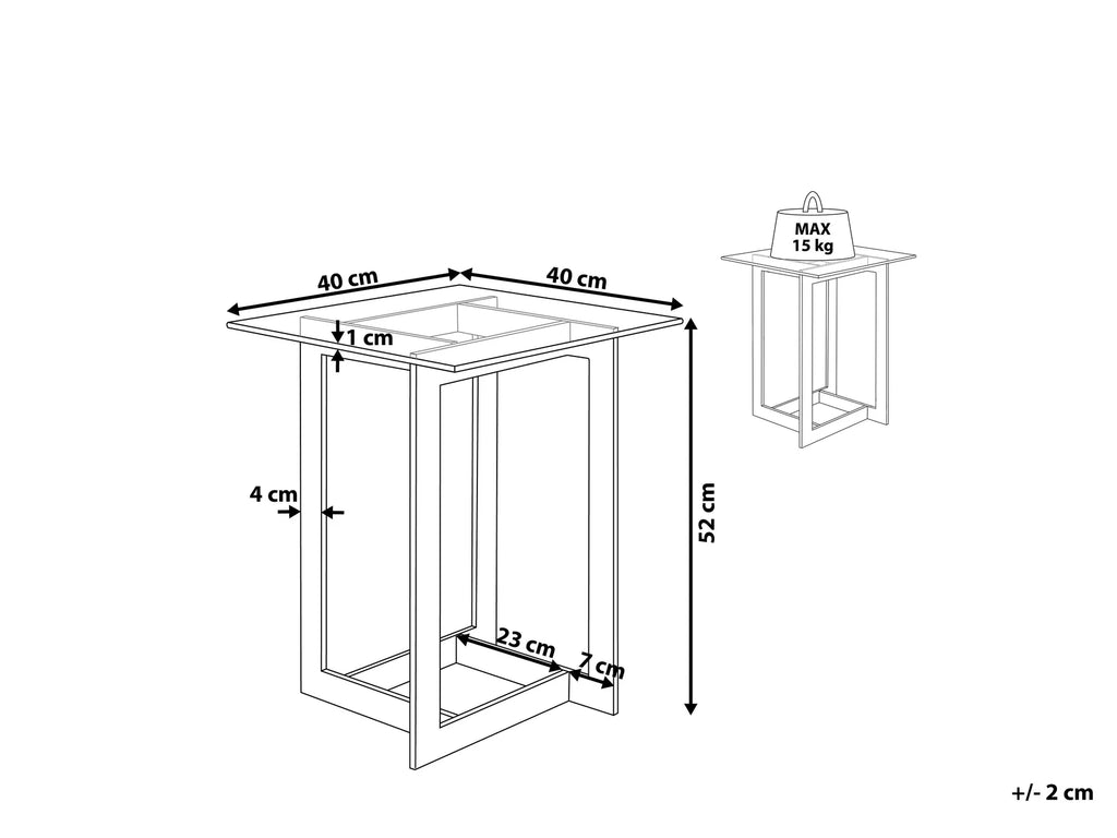 Side Table CRYSTAL Tempered Glass Silver