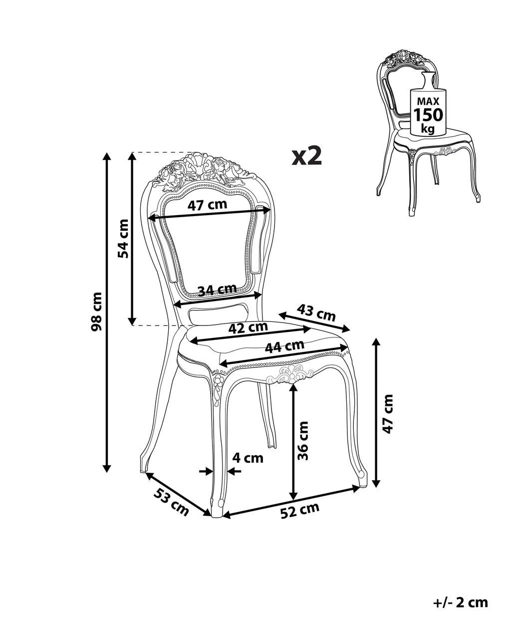 Set of 2 Dining Chairs VERMONT Black