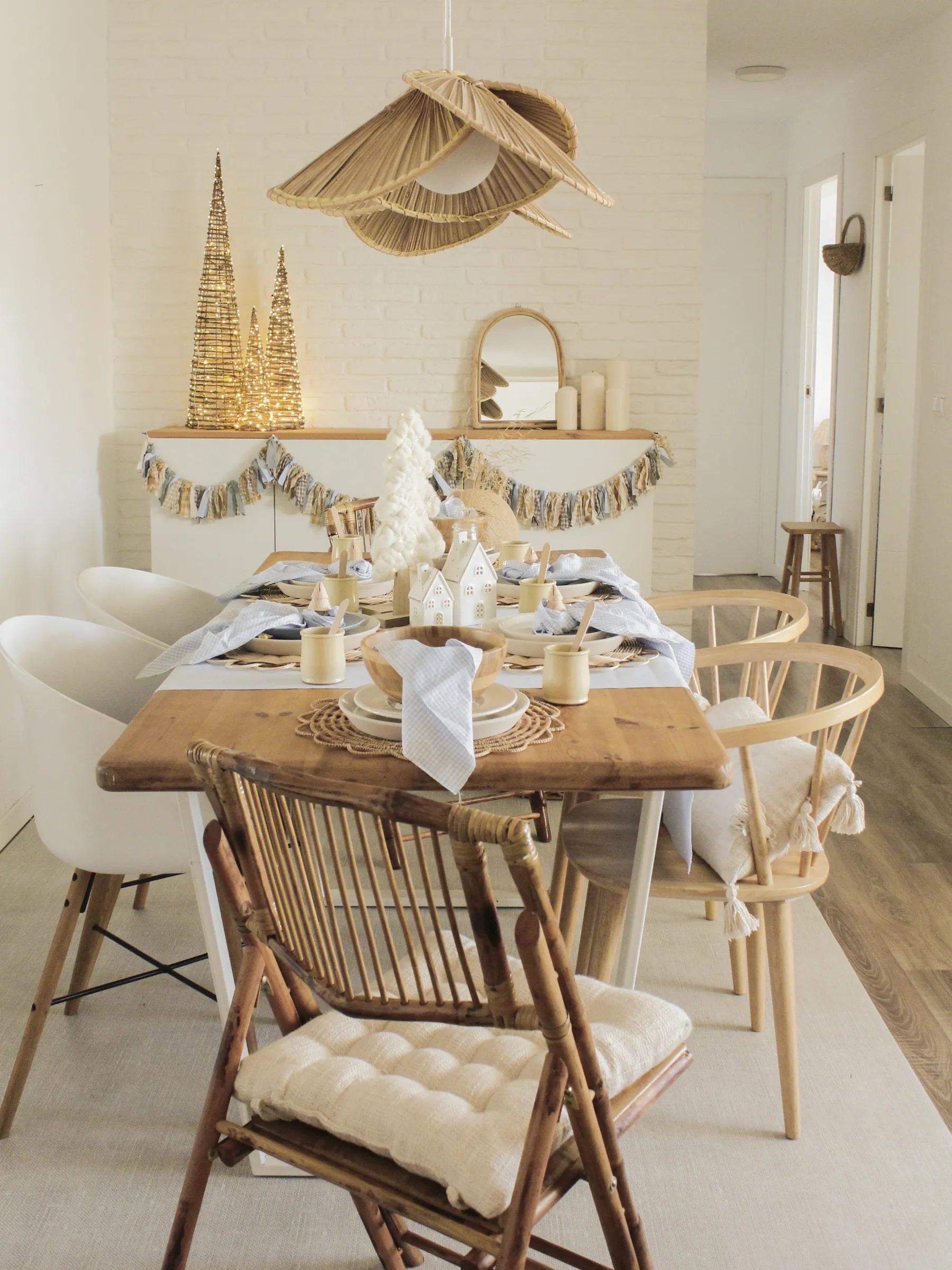 Set of 4 Dining Chairs Folding TRENTOR Bamboo Natural