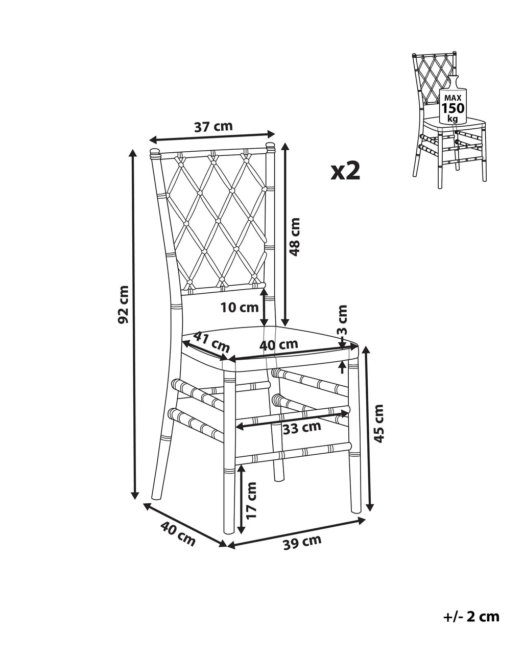 Set of 2 Dining Chairs CLARION Transparent