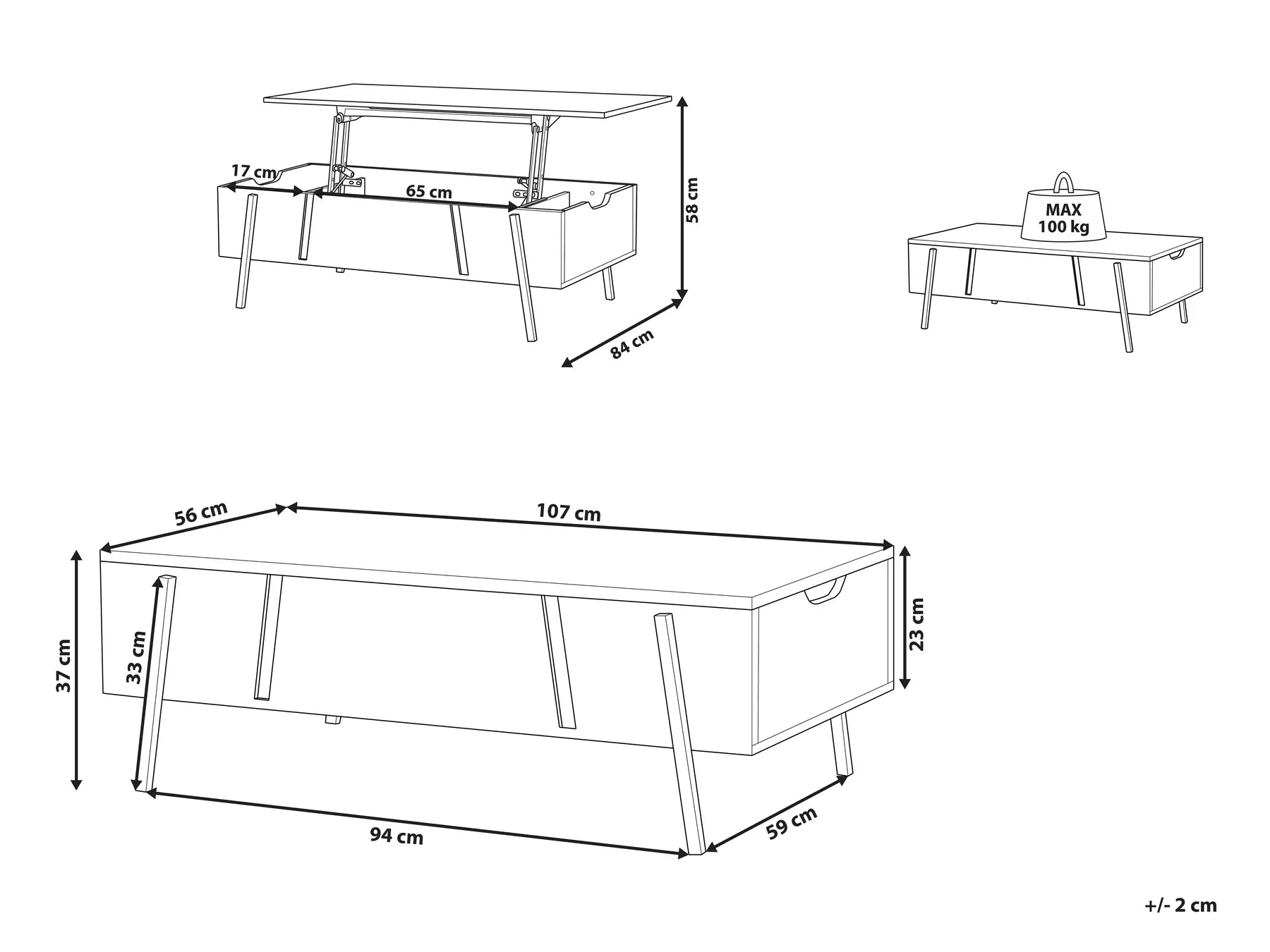 Coffee Table BLACKPOOL Brown/ Black with Storage