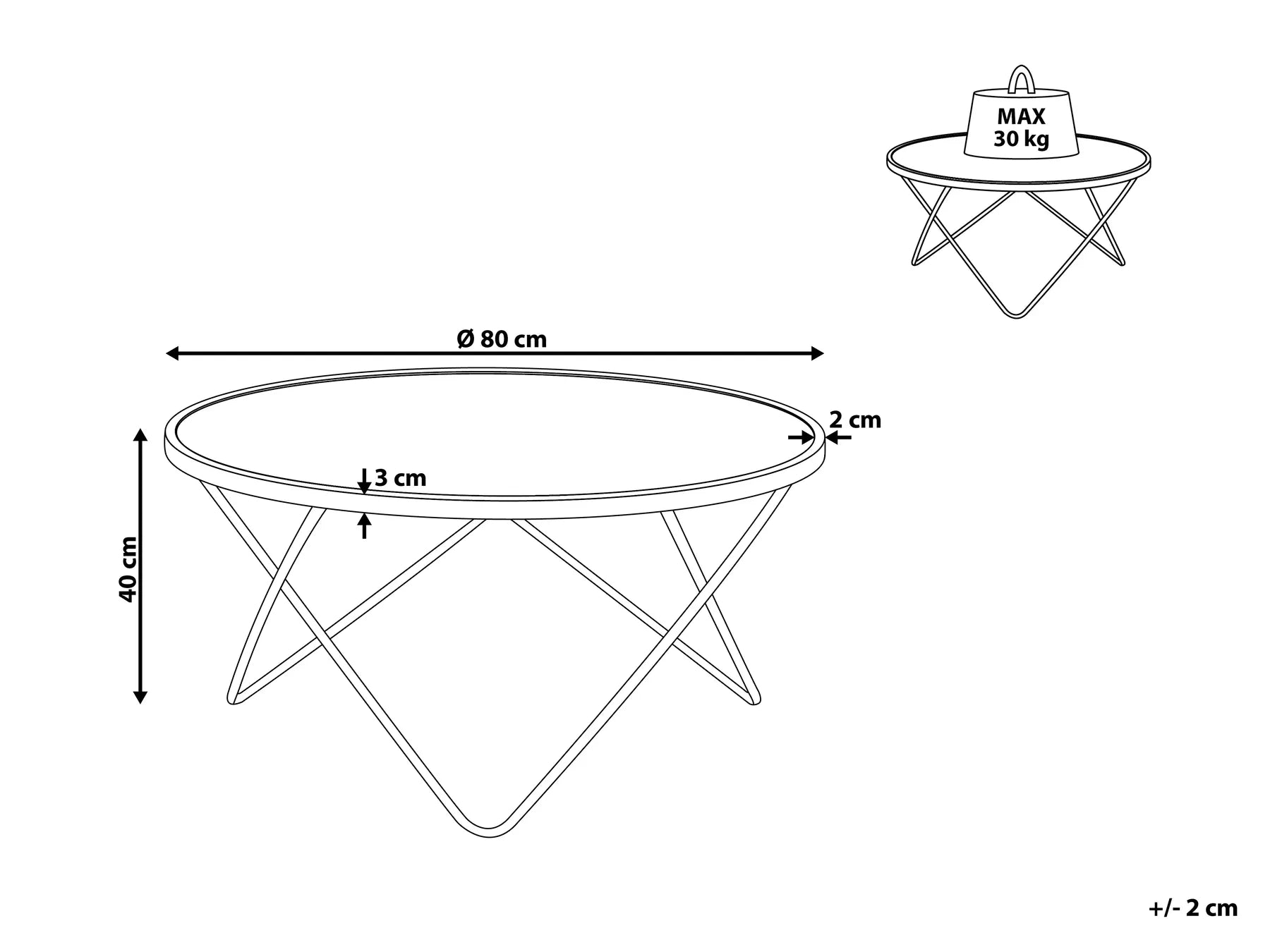 Coffee Table MERIDIAN Tempered Glass Black/ Gold
