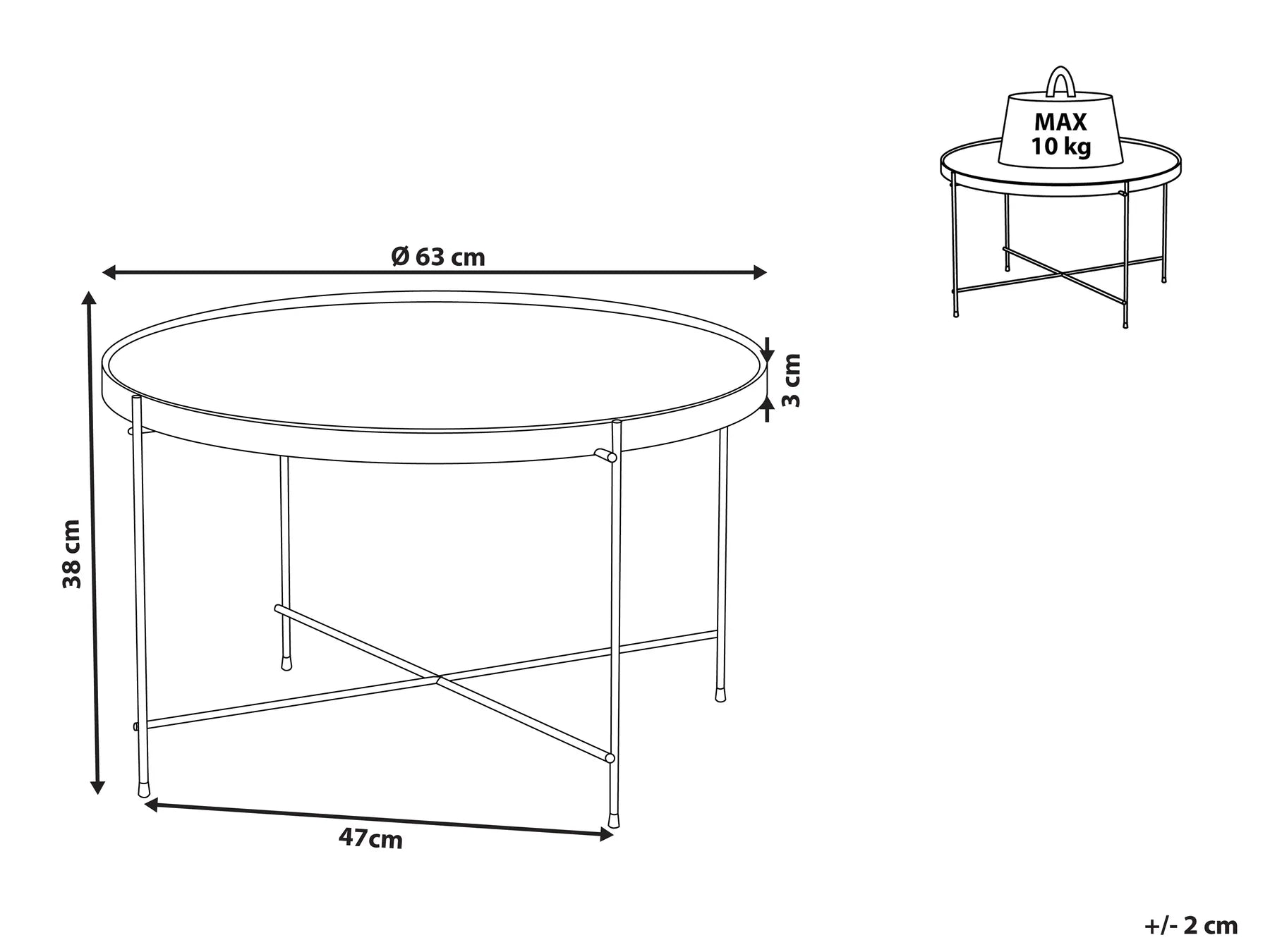 Coffee Table LUCEA Tempered Glass Gold