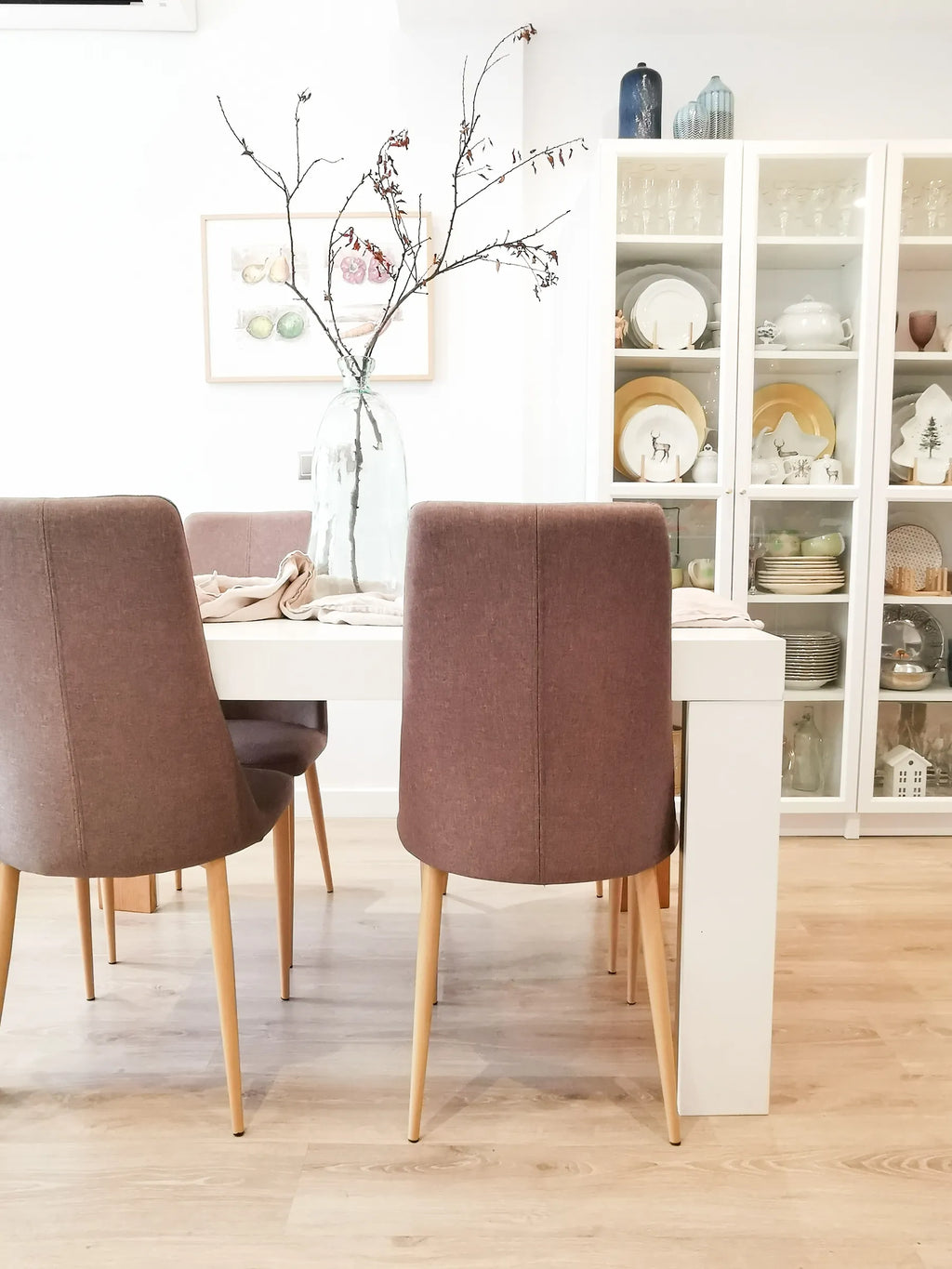 Set of 2 Dining Chairs CLAYTON Fabric Taupe