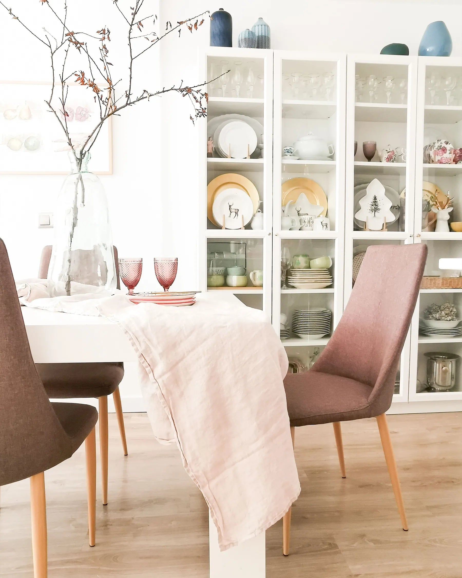 Set of 2 Dining Chairs CLAYTON Fabric Taupe