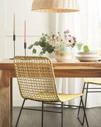 Set of 2 Dining Chairs ELFROS Rattan Natural