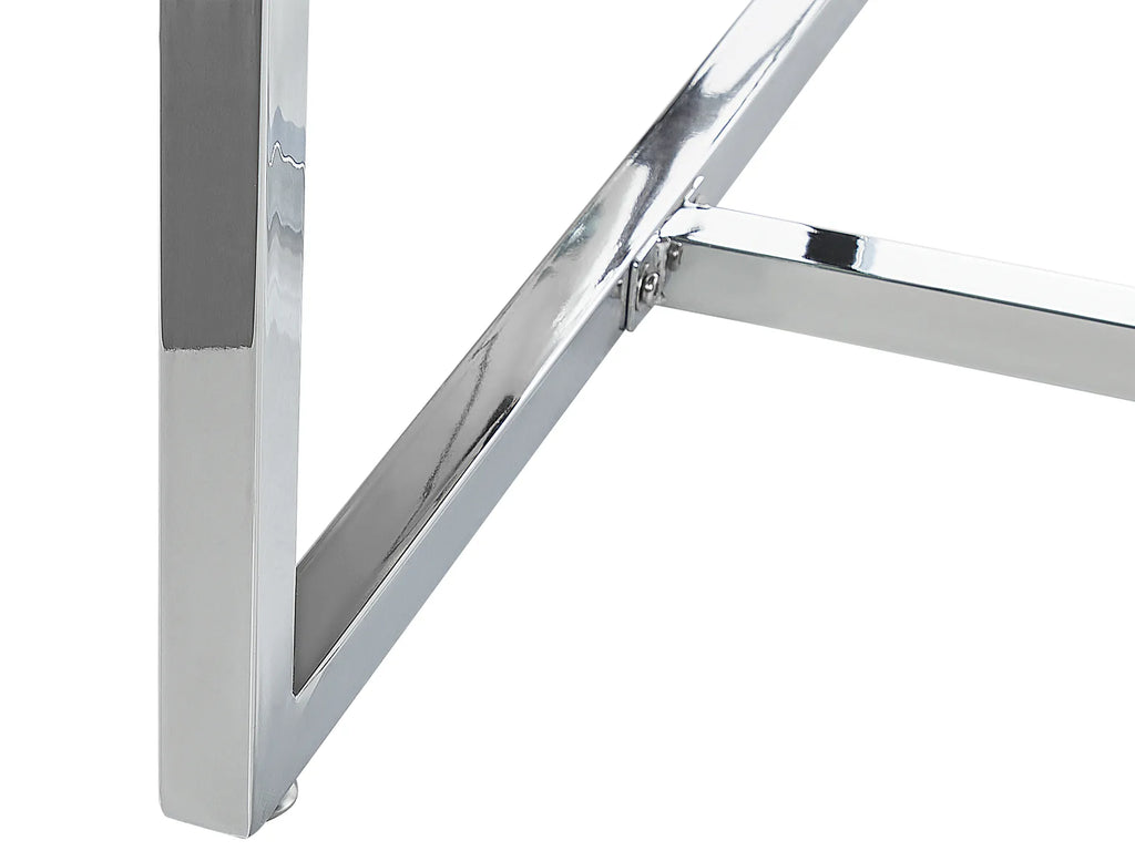 Dining Table ENVIA Silver 160 cm 90 cm Tempered Glass